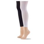 No Nonsense Women's Super Opaque Control Top Footless Tights, Black/White, XX-Large