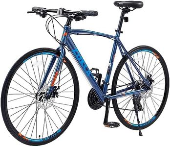 24 Speed Hybrid Bike Disc Brake 700C Road Bike for Men Women's City Bicycle (Blue)