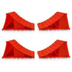 ROBLOCK 2 Pair Camper Wheel Chocks for Travel Trailers, Non Slip Heavy Duty Red Wheel Chock with Rope, Lightweight Wheel Stoppers for Cars Camper Trucks RVs, Easy to Carry, Red