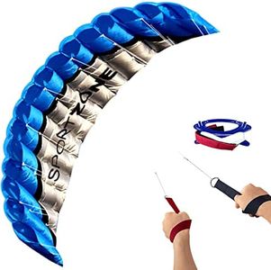 HENGDA KITE 2.5m Dual Line Stunt Parafoil Kites Soft Stunt Kite for Beach Blue with Flying Tool