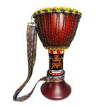 RUOSWTE Djembe African Drum ，With Colorful Straps, Old Goatskin Drum Skin,Bongo，Congo，Hand-painted Drum，Artistic Decoration