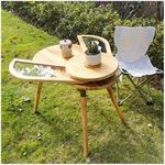 SQXLXDD Unique Tea Table, Space Saving Side Table for Couch Recliner, Boho Coffee Table Pine Wood with Glass Wing Vintage Rustic Style for Garden Picnic