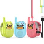 Qniglo Walkie Talkies for Kids Rechargeable 3 Pack, Kids Walkie Talkie with FM Radio, Hands-Free VOX Walki Talki with Watch Band & Lanyard for Outdoor Camping Games, Xmas Toys Gifts for Boys Girls