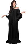 koh koh Plus Size Womens Long Strapless Shoulderless Flattering Cocktail Evening Off The Shoulder Cold Sexy Evening Flowy Formal Slimming Gown Gowns Maxi Dress Dresses, Black 2XL 18-20