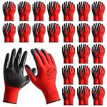 24 Pairs Gardening Gloves for Men Women Rubber Coated Breathable Garden Gloves Construction Gloves Men Safety Work Gloves (24, Large)