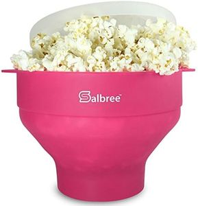 The Original Salbree Collapsible Silicone Microwave Popcorn Popper Maker Machine, Microwavable Bowl Holds 16 Cups, Uses Hot Air and Oil Always Optional - The Most Colors Available (Magenta)