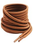 VSUDO 140 cm Round Light Brown Boot Laces, Light Brown Shoe Laces for Boots, 4mm Walking Boot Laces for Walking Boots, Duty Work Boot Laces for Work Boots, Hiking Boot Laces (1 Pair-Light Brown-140cm)