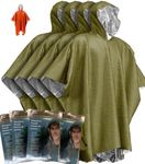 Kanuothbon Emergency Survival Poncho (4pc) Thermal Mylar Foil Coating Blanket for Heat Retention and Rain | Reversible with Hood | Waterproof, Windproof, Portable, Hands-free, Outdoor Kit