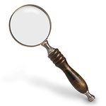 WIOR 10X Handheld Magnifying Glass Antique Copper Magnifier with Sandawood Handle,High Magnification Magnifier for Reading, Senior, Low Vision, Map, Inspection, Handcraft Hobby