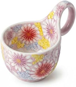 Soup Bowl with Handle, 16 oz Hand-Painted Ceramic Soup Mug, Microwave Safe for Oatmeal Cereal Soup, Housewarming Gift for Women, Golden Meadow Daisy