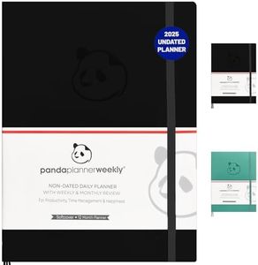 Panda Planner Undated Weekly Planner for 12 Month - Productivity Planner & Happiness Organizer for Goal Setting, Habit Tracking, & Monthly Views with To-Do Lists - 8” x 11” (Black)