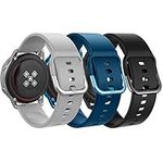 MoKo Band Compatible with Samsung Galaxy Watch 4,Watch 4 Classic/Galaxy Watch Active 2,Active/Galaxy Watch 41mm/vivoactive 3, [3-PACK]20mm Silicone Replacement Sport Strap - Gray&Dark Blue&Black