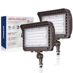 LEONLITE 3CCT LED Flood Light Outdoor 100W with Knuckle, 1000W Equivalent, ETL, 3000K/4000K/5000K Color Selectable, Commercial Flood Lights for Landscape, Yard, Flag, 100-277V, IP65, Bronze, Pack of 2