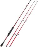 Sougayilang Fishing Rod, 2Pc Casting Rod Spinning Rod for Freshwater Tournament Quality Fishing Pole with 2 Tips for Bass- 5.9FT Spinning -Red