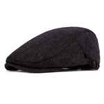 Ambysun Winter Warm Cotton Flat Cap Gatsby Duckbill Hat Newsboy Ivy Irish Cabbie Scally Cap (Black)