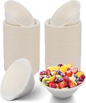 SANWALSA [180 ml, 50 Count, Round, White Compostable Bagasse Bowls | Disposable Eco-Friendly Sugarcane Paper Bowl for Party, Wedding, Events | Ideal for Soups, Snacks, Ice-Cream & Desserts