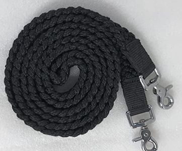 SHOWMEN CRAFT 8' Braided Cotton Rein for Horse Headstall with Snaps Soft and Durable Reins-Black