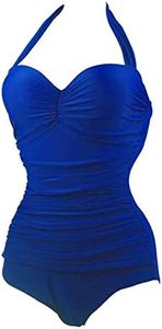 HoneyStore Women's Skull Swimsuit Halter Beach Swimwear Bathing Suit YY1090-Royal-Blue 2XL