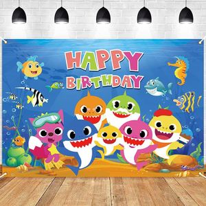 (7x5 feet, Big Size) RitzyBiz Baby Shark Backdrop for Birthday Party Supplies Blue Cartoon Whale Ocean Photo Background for Baby Shower Decoration Boys Girls Photography Backdrop (Blue)