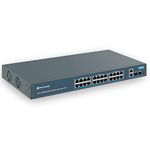 YuanLey 28 Port Gigabit PoE Switch with 24 Port PoE+@400W, 2 Gigabit Uplink Port, 2 SFP, Sturdy Metal for Desktop/Rack Mount, AI Watchdog, VLAN , Plug and Play, Unmanaged