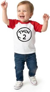 Luke and Lulu Twin 1 and Twin 2 Matching Shirts for Twins – Baby Boy Raglan Tee Set | Red & White Short Sleeve 100% Cotton Top | Sizes 9M–3T