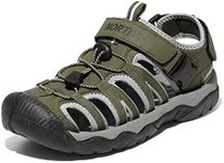 NORTIV 8 Men's Sandals, Closed Toe Athletic Sport Sandals, Mens Summer Shoes, Lightweight Trail Walking Sandals for Men Army Green Size 15 SNAS222M