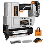 WORKSITE Cordless Brad Nailer, 18 Gauge 2 in 1 Cordless Nail Gun/Staple Gun with 2.0A Battery, Fast Charger, LED light for Upholstery, Carpentry and Woodworking Projects