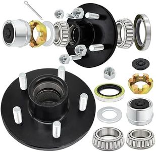 2 Sets Trailer Hub Kit 5 Bolt 4.5 for 3500 lb Trailer Axle Bearing Kit Boat Trailer Hub 5 Lug with Extra Trailer Dust Caps and Rubber Plugs for #84 Spindle 1-1/16'' to 1-3/8" Trailer Axles