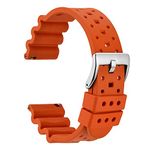 WOCCI 22mm Ventilated Fluororubber Watch Band for Men (Not Silicone), Silver Polished Buckle (Pumpkin Orange)