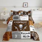 Erosebridal Western Decor Comforter Set for Boys Teens, Southwestern Cowboy Bedding Set Horse Riding Boots Quilt Queen, Arrow Cactus Brown Plaid Bedding Comforter Sets Rustic Farmhouse Bedroom Decor