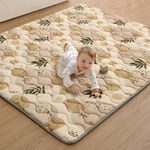 Blissful Diary Baby Play Mats for Floor, 180x150cm(71x59 Inch) Extra Thicker & Large Soft Cushioning Foam Playmats for Babies and Toddlers, Foldable Washable Baby Crawling Mat for Playpen, Earth Tones