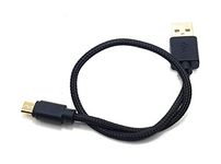 Maincore 30cm Black Micro USB Cable 2.0 BRAIDED 24AWG Gold Contacts High Speed Charger Charging Lead Cord (0.3m, Black)