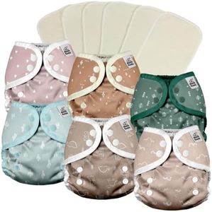Mama Koala Reusable Adjustable Cloth Diaper Covers Size S,with 6pcs 3-Layer Hemp Cotton Inserts