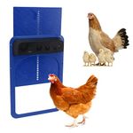 Luqeeg Automatic Chicken Coop Door Opener, Light Sense Chicken House Door Chicken Coop Door with Timer Battery Powered Metal Poultry Coop Door for Chickens Ducks Geese, One Key to Start