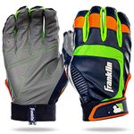 Franklin Sports Youth MLB Shok-Sorb Neo Batting Gloves, Youth Medium, Pair, Gray/Navy/Lime