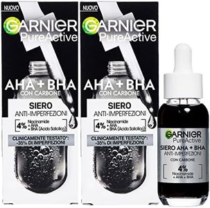 Garnier PureActive Sérum Facial Anti-Imperfecciones con Carbón Niacinamida AHA BHA Tratamiento Espinillas Puntos Negros Rojeces Fórmula Ligera Matificante Unificadora Sin Residuos - 2 Frascos de 30ml