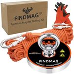 FINDMAG Magnet Fishing, Fishing Magnet, 600 LBS (273 KG) Pulling Force Strong Round Neodymium Fishing Magnet with Rope, Super Strong Magnet Fishing for River Retrieval and Salvage - 75mm Diameter