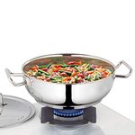 Borosil Stainless Steel Kadhai With Lid, Induction Friendly, Impact Bonded Tri-ply Bottom, 2.8 L