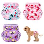 Heyu-Lotus Reusable Dog Nappies Female 3 Pack Washable Female Period Pants for Dogs Puppy Sanitary Diapers Wraps for Small Medium Incontinence Dogs(S, 30-39CM)