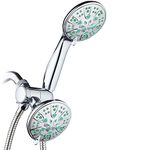 AquaDance 5524 Antimicrobial/Anti-Clog High-Pressure 30-Setting Dual Head Combination Microban Nozzle Protection from Growth of Mold, Mildew & Bacteria for a Healthier Shower – Coral Green, 4 Inch