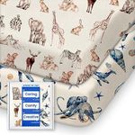 Mini Crib Sheets Boy, TotBasic Ultra Breathable Pack N Play Sheets Fitted, Neutral Pack and Play Mattress Sheets, Premium Jersey Knit Portable Crib Sheets, Soft and Hypoallergenic, Wild & Sea Animals