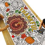 Tiny Expressions Thankful Coloring Tablecloth for Kids - 30 x 72 Inch Jumbo Paper Table Runner for Thanksgiving Turkey Dinner Decorations & Parties