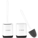 ASOBEAGE Toilet Brush, Toilet Brush and Container, Toilet Brushes for Bathroom with Quick-Drying Holder Set（white，2 pack）