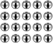 HARFINGTON 40pcs Beads 10mm Stainless Steel 3.5mm Hole Dia Bead for DIY Crafts, Silver Tone