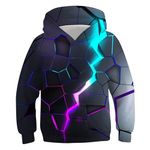 UIEIQI Hooded Pullover for Boys Girls 3D Lightning Sweatshirt Kids Cool Hoody with Pocket for Son Daughter Size 12-13