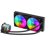 GameMax Iceburg 240mm ARGB CPU Liquid Cooler, AIO Cooler 240mm CPU Water Cooler For Intel & AMD, 2 x 120mm ARGB Infinity PWM Fans, 800 to 2000RPM & Infinity Mirror Rotatable Cap Design | Black