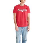 AEROPOSTALE Men's Script Logo Short Sleeve Tee, Tango Red, 3XL