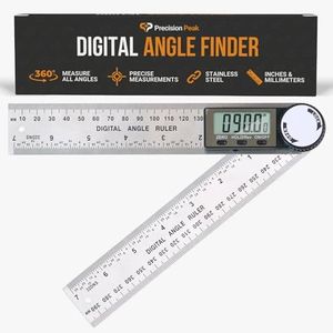 Precision Peak Digital Angle Finder Ruler, 7-Inch/200mm Precision Angle Measuring Tool for Woodworking, Carpentry, and DIY Projects, 2 Batteries Included - Premium Steel Construction