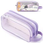 Mesh Pencil Case Large Pencil Case Pencil Pouch Pencil Storage Case Stationery Clear Pencil Case Transparent Pencil Case Stationery Bag for Office College Clear Makeup Cosmetics Bag for Adults Travel