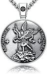 VENICEBEE Archangel ST.Michael Seal Protection Medal Christian Talisman Sterling 925 Silver Pendant Necklace